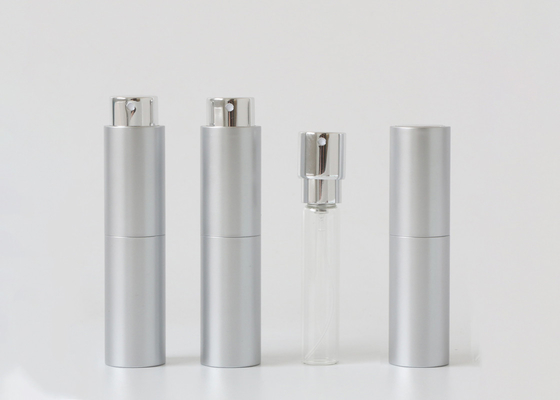 इलेक्ट्रोप्लेटिंग प्लास्टिक बेस ग्लास इनर 10ml रिफिल करने योग्य परफ्यूम एटमाइज़र स्प्रे बोतल